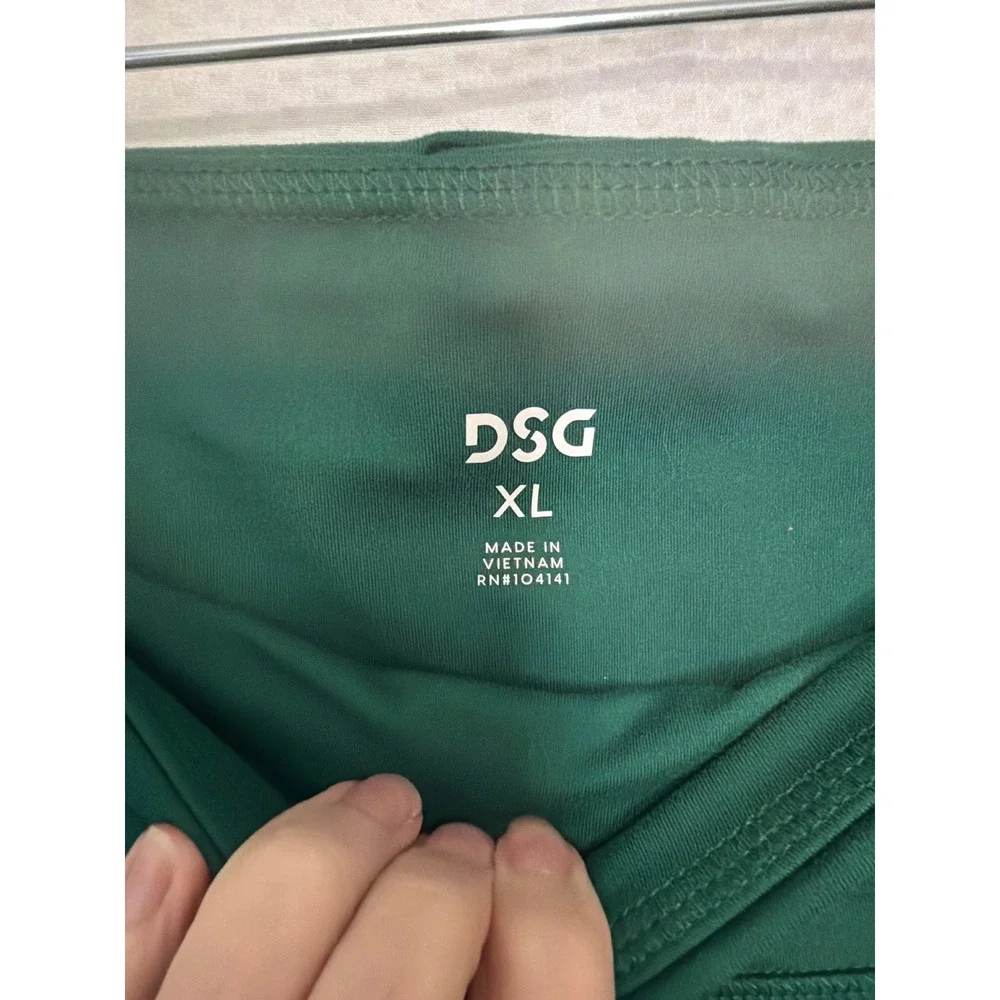 DSG Womens XL Forest Green High Rise Compression Leggings White Piping Tights